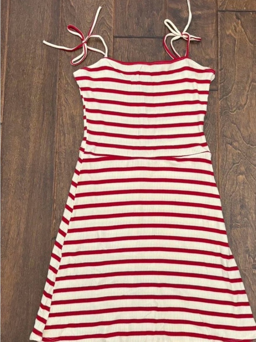 Reformation Red and White Striped Mini Dress